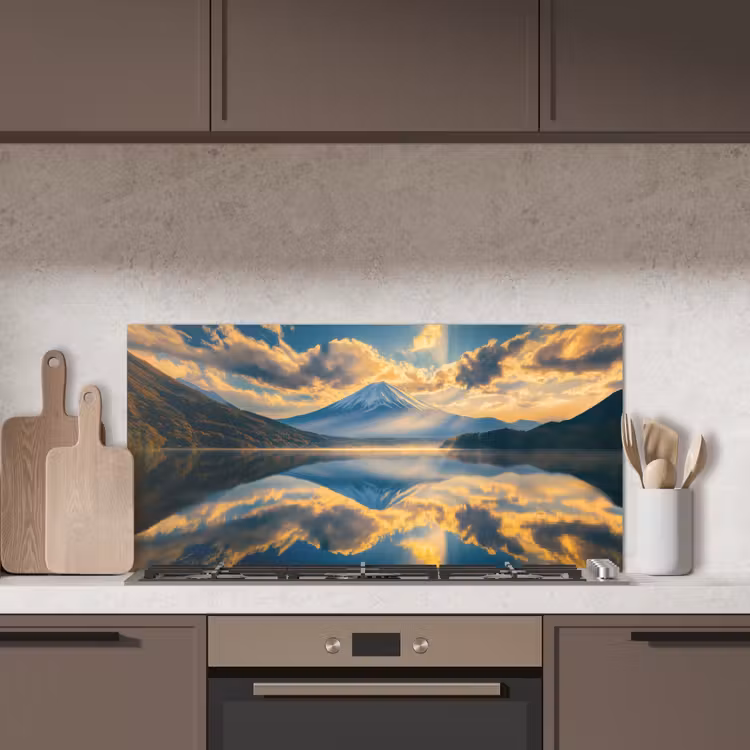 Berg - Rivier - Zonsondergang keuken achterwand spatscherm middel -sfeer2