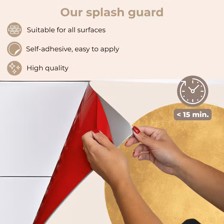 Bergsilhouetten - Gouden cirkel - Beige keuken achterwand spatscherm middel -spatscherm_EN