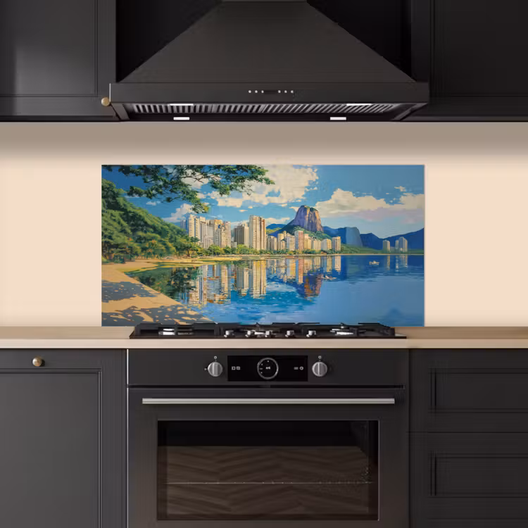 Berg - Skyline - Strand - Water keuken achterwand spatscherm middel -sfeer1
