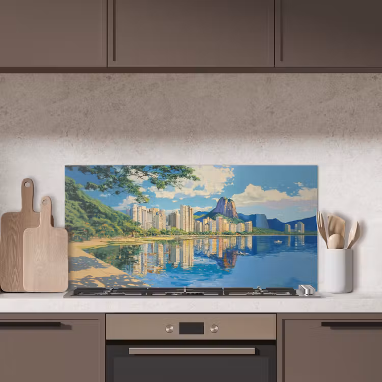 Berg - Skyline - Strand - Water keuken achterwand spatscherm middel -sfeer2