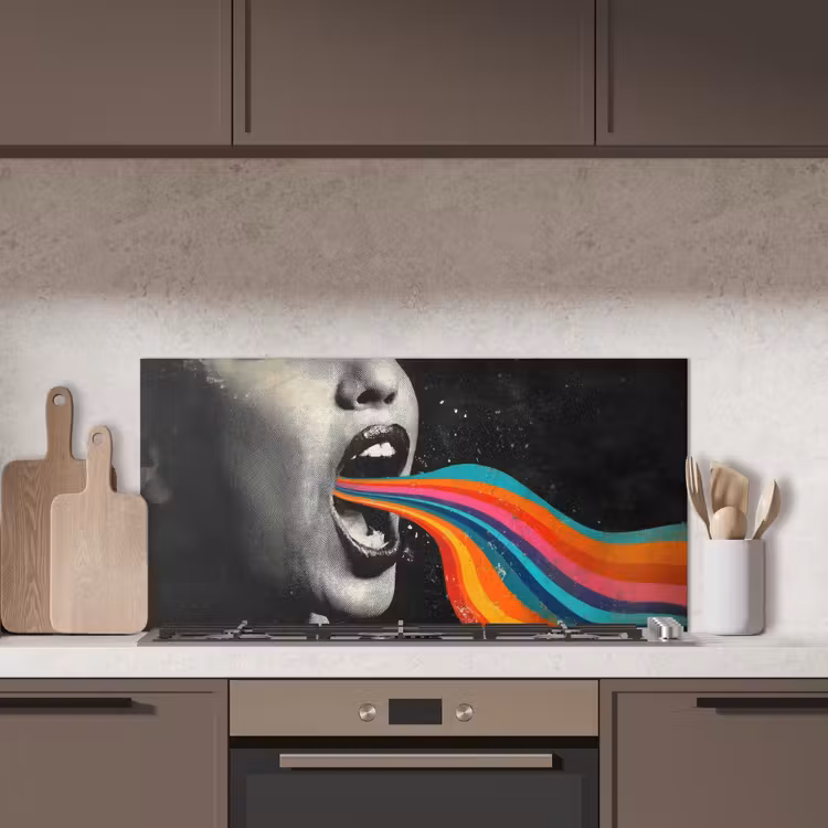 Mond - Golven - Regenboog keuken achterwand spatscherm middel -sfeer2