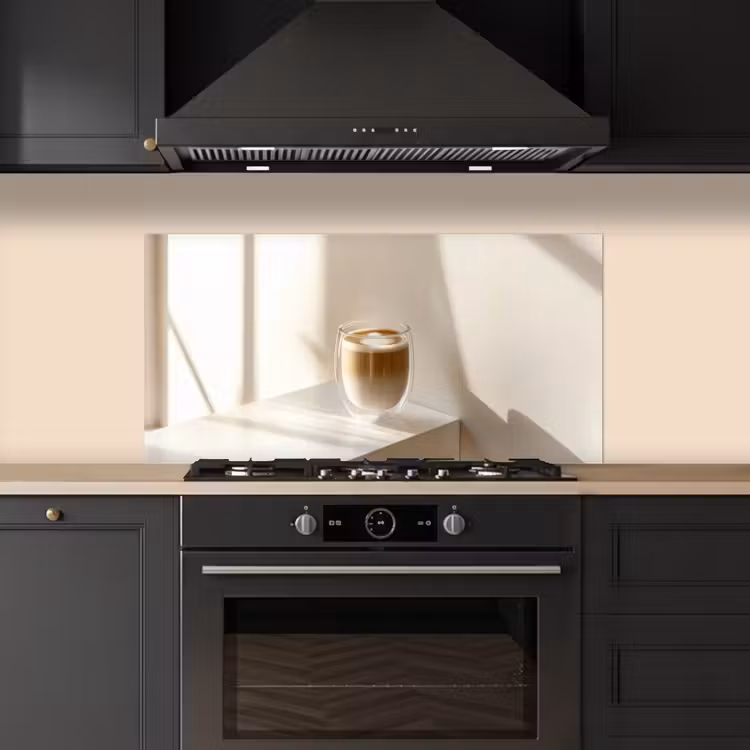 Mok - Latte - Minimalistisch - Schaduw keuken achterwand spatscherm middel -sfeer1