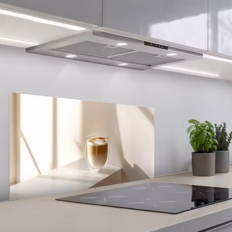 Mok - Latte - Minimalistisch - Schaduw keuken achterwand spatscherm middel -3d_schuin