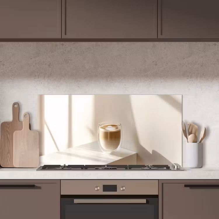 Mok - Latte - Minimalistisch - Schaduw keuken achterwand spatscherm middel -sfeer2
