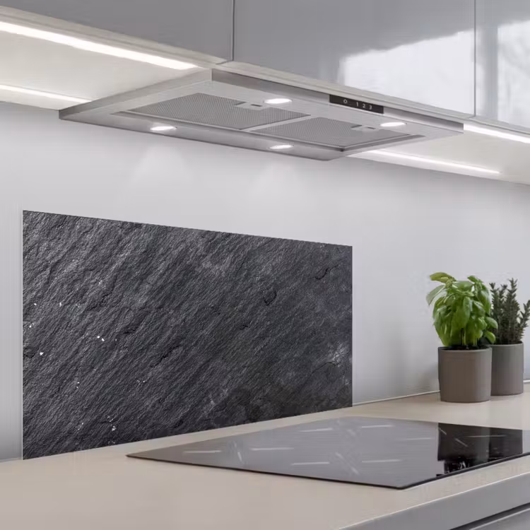 Natuursteen - Industrieel - Leisteen - Structuur - Grijs keuken achterwand spatscherm middel -3d_schuin