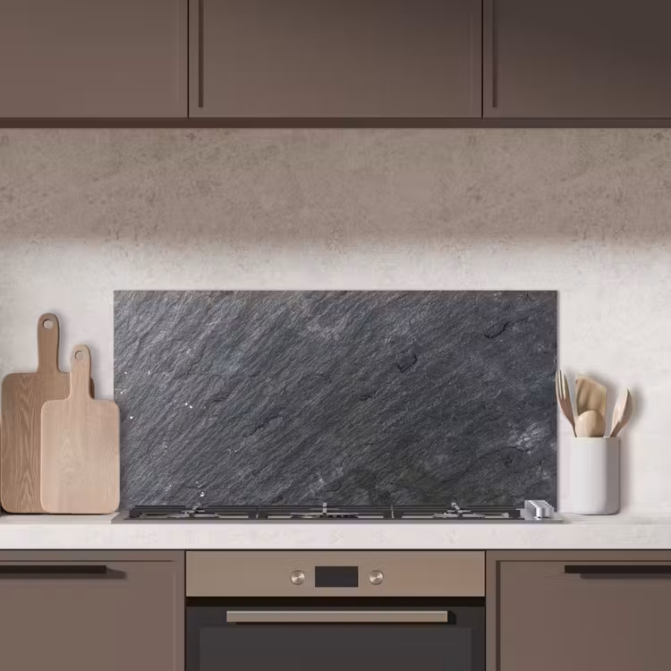 Natuursteen - Industrieel - Leisteen - Structuur - Grijs keuken achterwand spatscherm middel -sfeer2