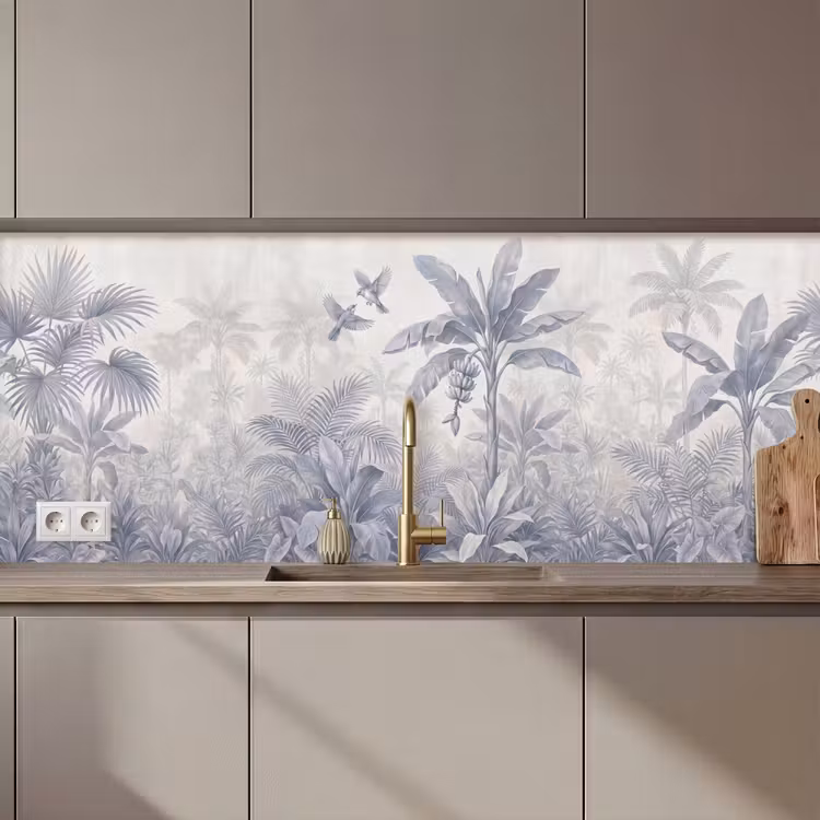 Natuur - Vogel - Jungle - Illustratie - Blauw keuken achterwand 2 middel zz_3dshopping