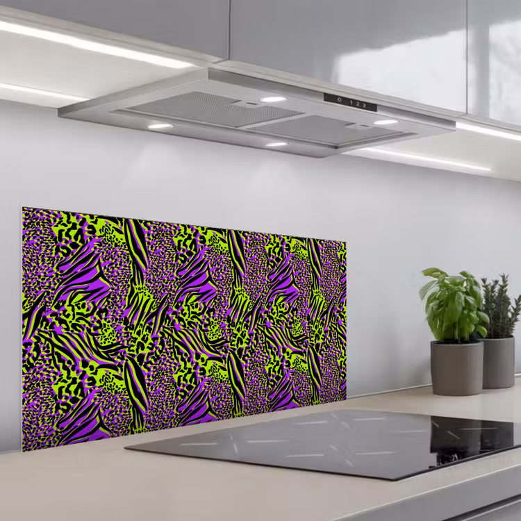Neon - Paars - Dieren - Patroon keuken achterwand spatscherm middel 899 -3d_schuin