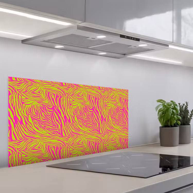 Neon - Zebra - Roze - Groen keuken achterwand spatscherm middel 899 -3d_schuin