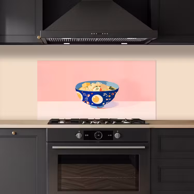 Noodles - Kom - Blauw - Illustratie keuken achterwand spatscherm middel -sfeer1