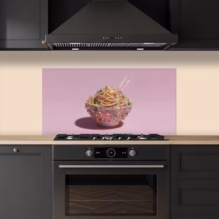 Noodles - Edelstenen - Stokjes - Roze keuken achterwand spatscherm middel -sfeer1