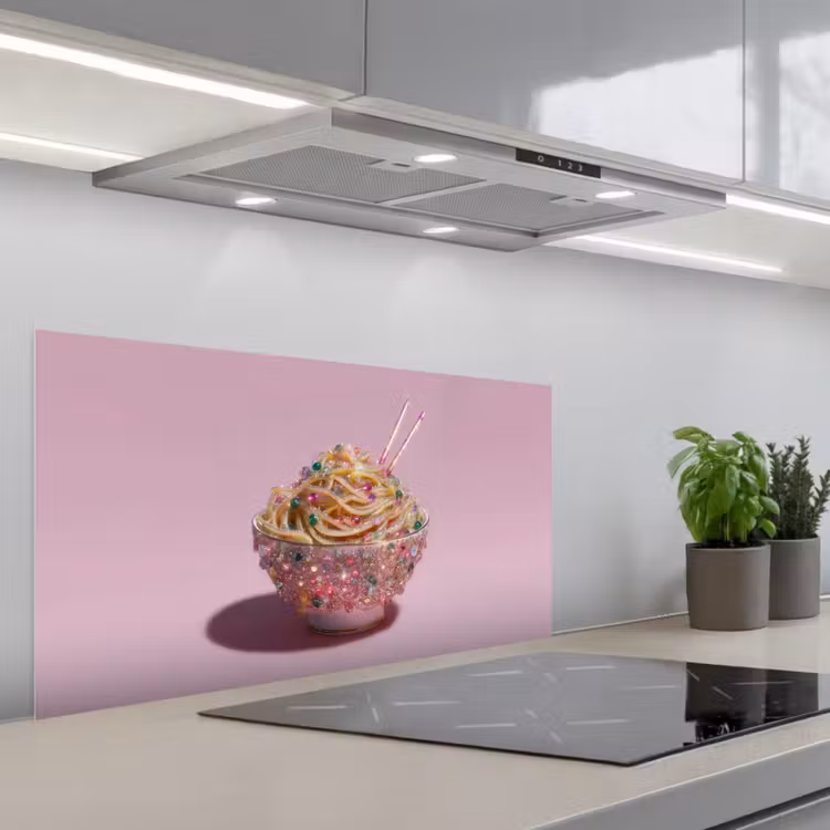 Noodles - Edelstenen - Stokjes - Roze keuken achterwand spatscherm middel -3d_schuin