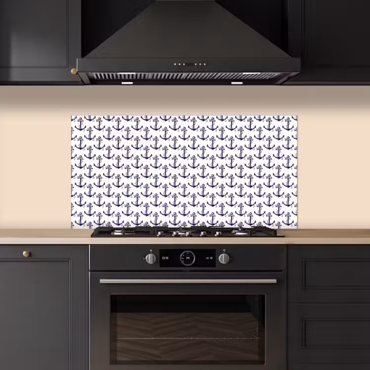 Oceaan - Anker - Blauw - Wit keuken achterwand spatscherm middel 899 -sfeer1