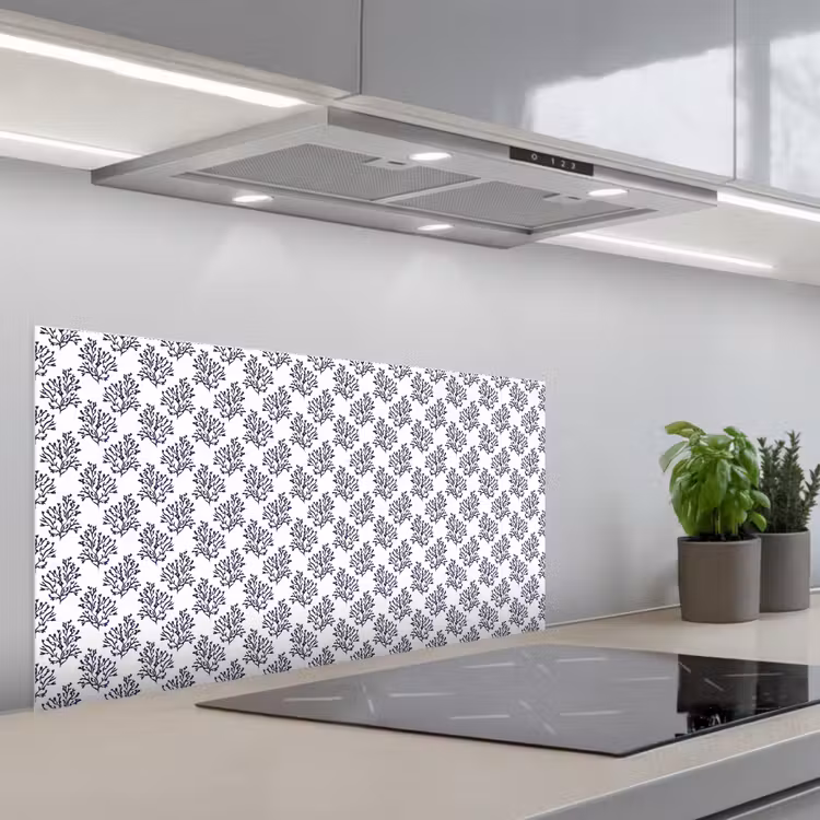 Oceaan - Koraal - Blauw - Wit keuken achterwand spatscherm middel 899 -3d_schuin