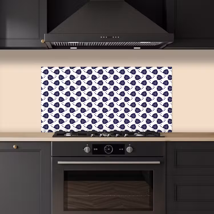 Oceaan - Vis - Blauw - Wit keuken achterwand spatscherm middel 899 -sfeer1