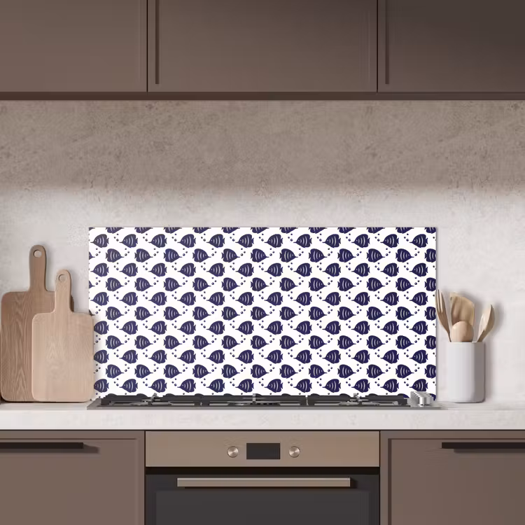 Oceaan - Vis - Blauw - Wit keuken achterwand spatscherm middel 899 -sfeer2