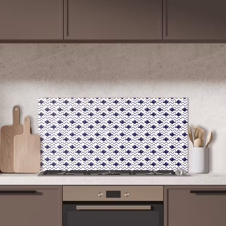 Oceaan - Visachtig - Blauw - Wit keuken achterwand spatscherm middel 899 -sfeer2