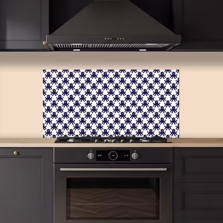 Oceaan - Octo - Blauw - Wit keuken achterwand spatscherm middel 899 -sfeer1