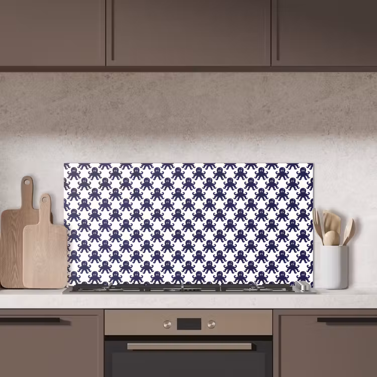 Oceaan - Octo - Blauw - Wit keuken achterwand spatscherm middel 899 -sfeer2