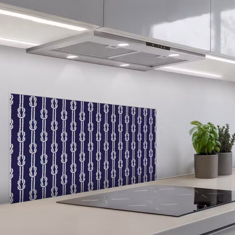 Oceaan - Touw - Blauw - Wit keuken achterwand spatscherm middel 899 -3d_schuin