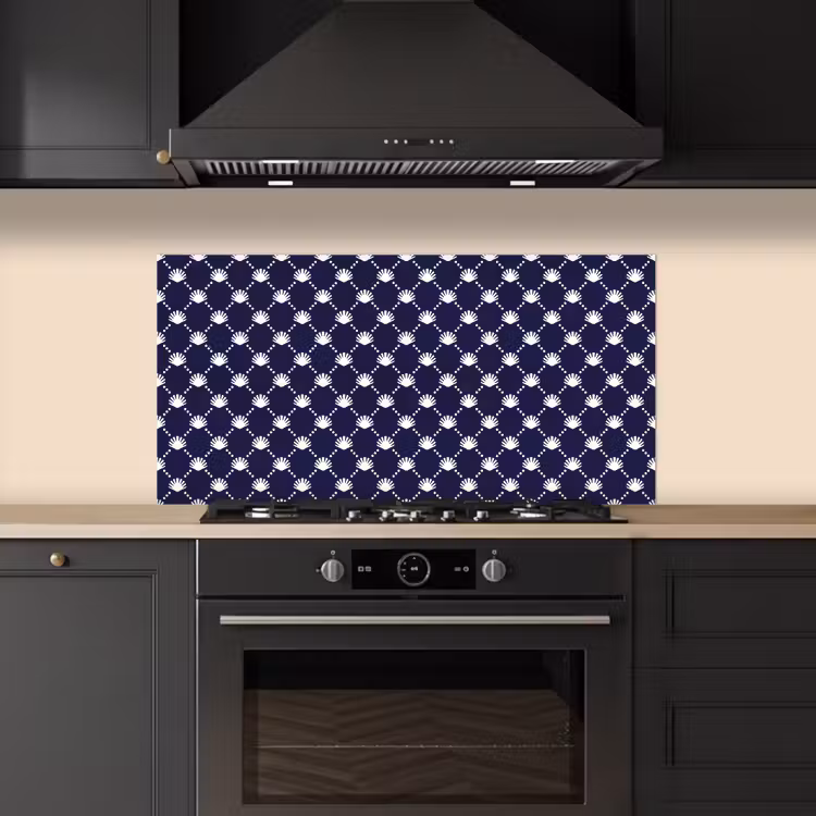 Oceaan - Schelp - Blauw - Wit keuken achterwand spatscherm middel 899 -sfeer1