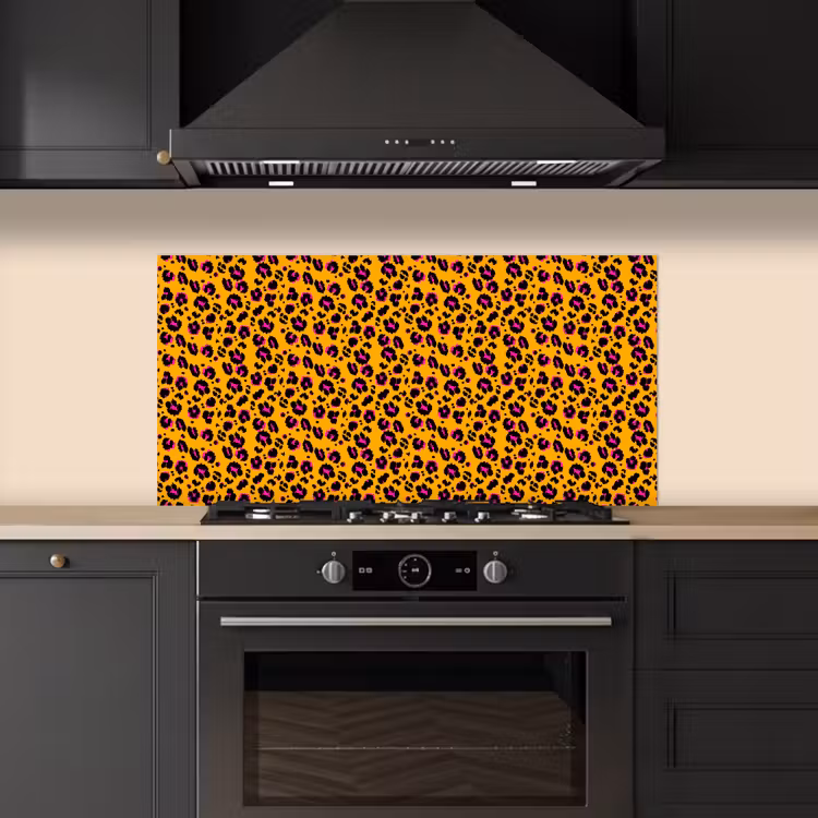 Oranje - Roze - Panterprint keuken achterwand spatscherm middel 899 -sfeer1