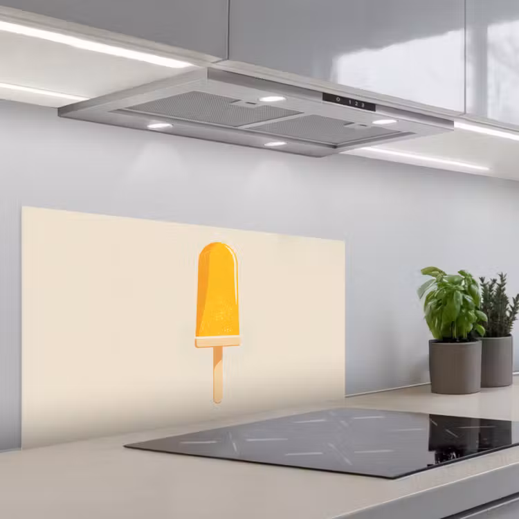 Oranje - Stokje - Waterijsje keuken achterwand spatscherm middel -3d_schuin