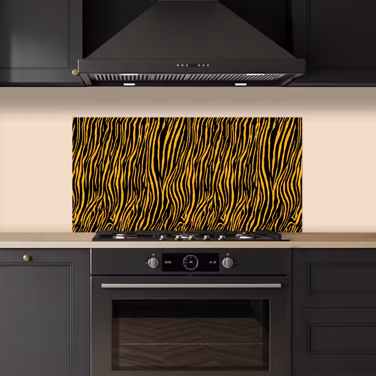 Oranje - Tijger - Zwart - Patroon keuken achterwand spatscherm middel 899 -sfeer1