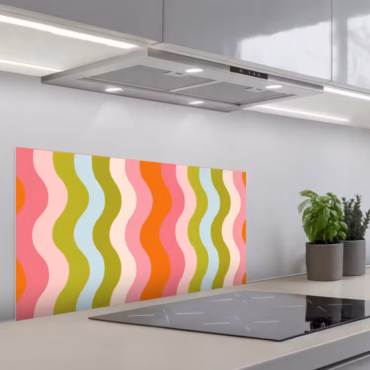 Banen - Golven - Kleurrijk - Verticaal keuken achterwand spatscherm middel -3d_schuin