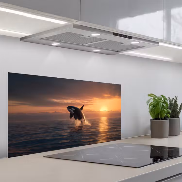 Orka - Zee - Zonsondergang keuken achterwand spatscherm middel -3d_schuin