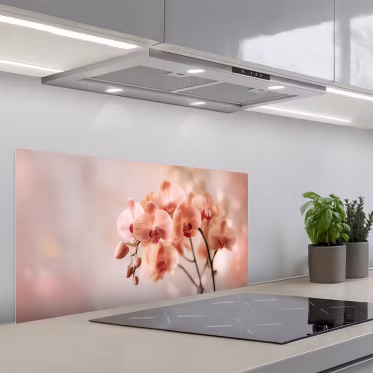 Orchidee - Bloemen - Roze - Bloemblaadjes keuken achterwand spatscherm middel -3d_schuin