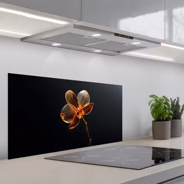 Orchidee - Doorzichtig - Bloem keuken achterwand spatscherm middel -3d_schuin