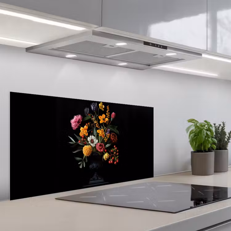 Sierlijk - Boeket - Bladeren keuken achterwand spatscherm middel -3d_schuin