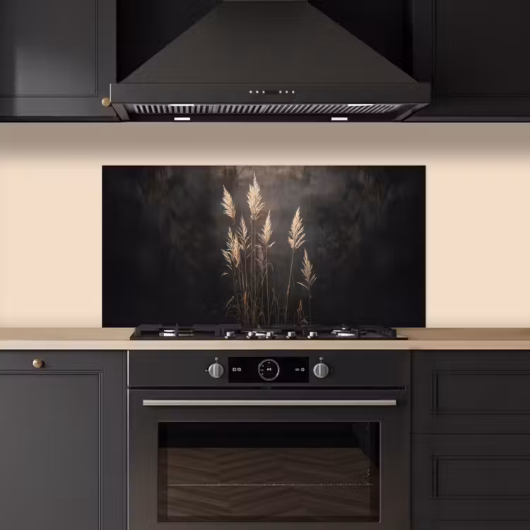 Siergras - Pluimen - Verlichting - Zwart keuken achterwand spatscherm middel -sfeer1