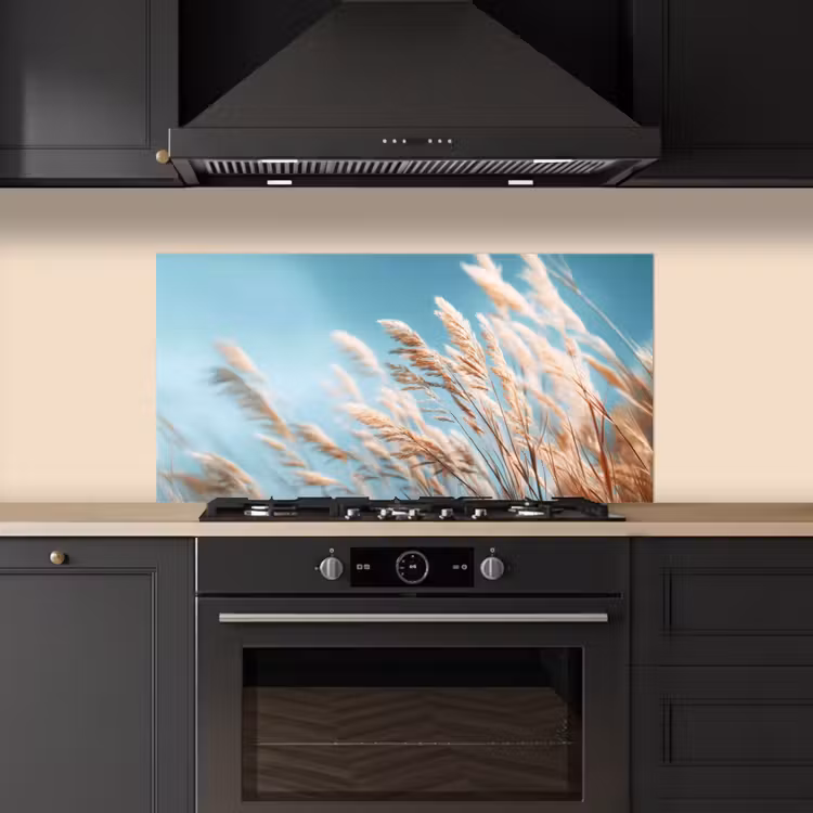 Siergras - Wind - Lichtbruin keuken achterwand spatscherm middel -sfeer1