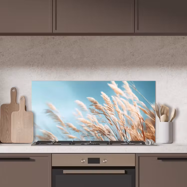 Siergras - Wind - Lichtbruin keuken achterwand spatscherm middel -sfeer2