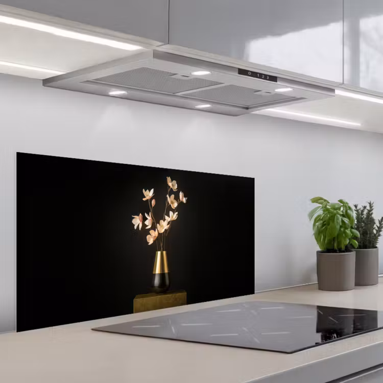 Sierlijk - Boeket - Goud - Vaas keuken achterwand spatscherm middel -3d_schuin