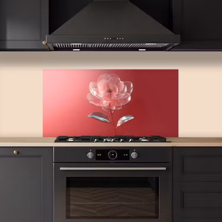 Sierlijk - Bloem - Roze - Glazen keuken achterwand spatscherm middel -sfeer1
