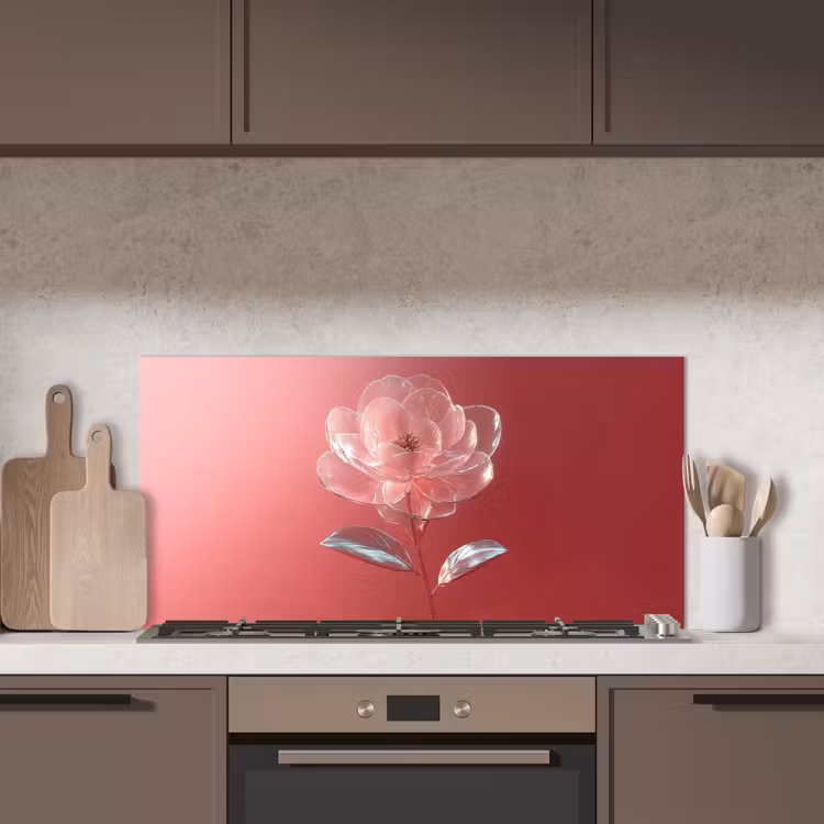 Sierlijk - Bloem - Roze - Glazen keuken achterwand spatscherm middel -sfeer2