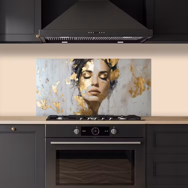 Sierlijk - Vrouw - Goud - Ogen keuken achterwand spatscherm middel -sfeer1