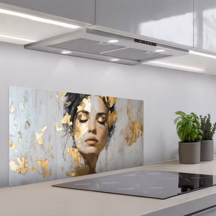 Sierlijk - Vrouw - Goud - Ogen keuken achterwand spatscherm middel -3d_schuin