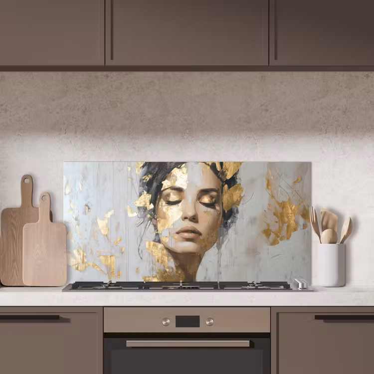 Sierlijk - Vrouw - Goud - Ogen keuken achterwand spatscherm middel -sfeer2