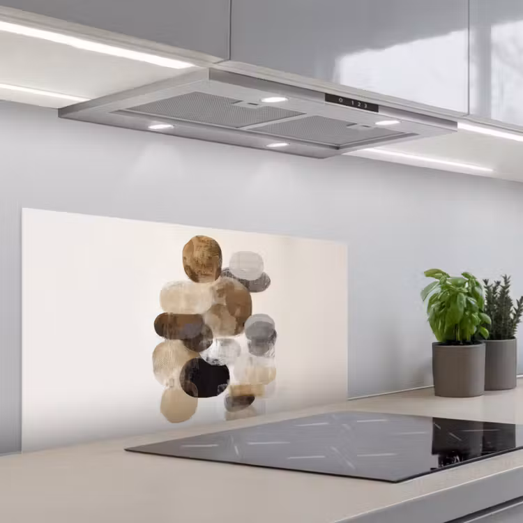 Ovaal - Kleurvlakken - Penseelstreken keuken achterwand spatscherm middel -3d_schuin