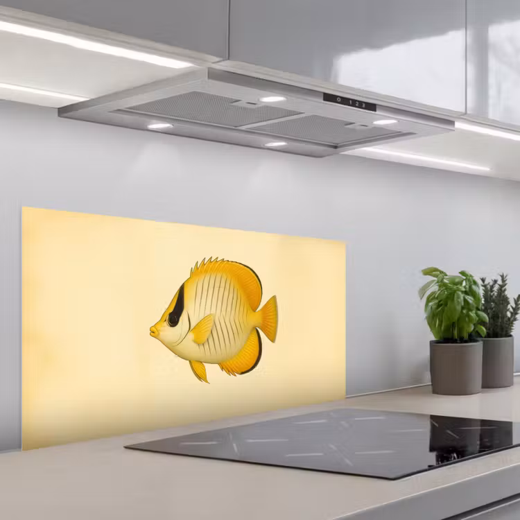 Ovaal - Vis - Geel - Schubben keuken achterwand spatscherm middel -3d_schuin