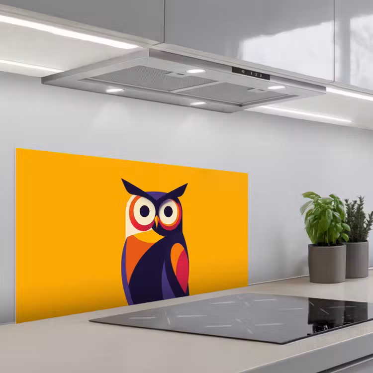Uil - Grafisch - Kleurrijk - Ogen keuken achterwand spatscherm middel -3d_schuin
