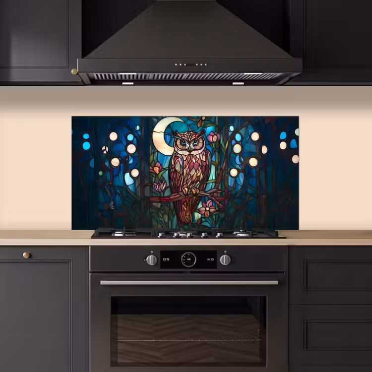Uil - Mozaïek - Maan - Nacht keuken achterwand spatscherm middel -sfeer1