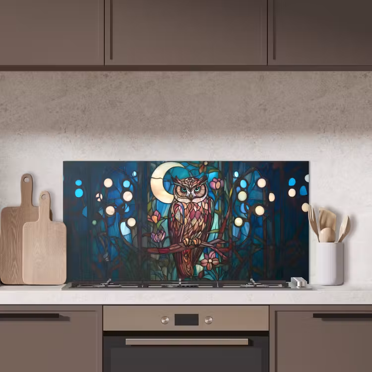 Uil - Mozaïek - Maan - Nacht keuken achterwand spatscherm middel -sfeer2