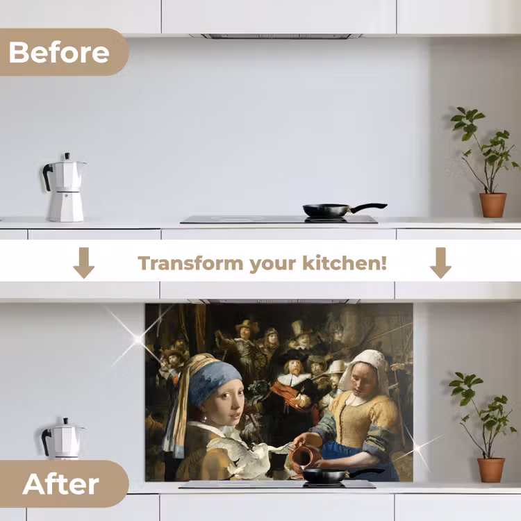 Schilderij - Oude Meesters - Zwaan keuken achterwand spatscherm middel -voor_na_EN