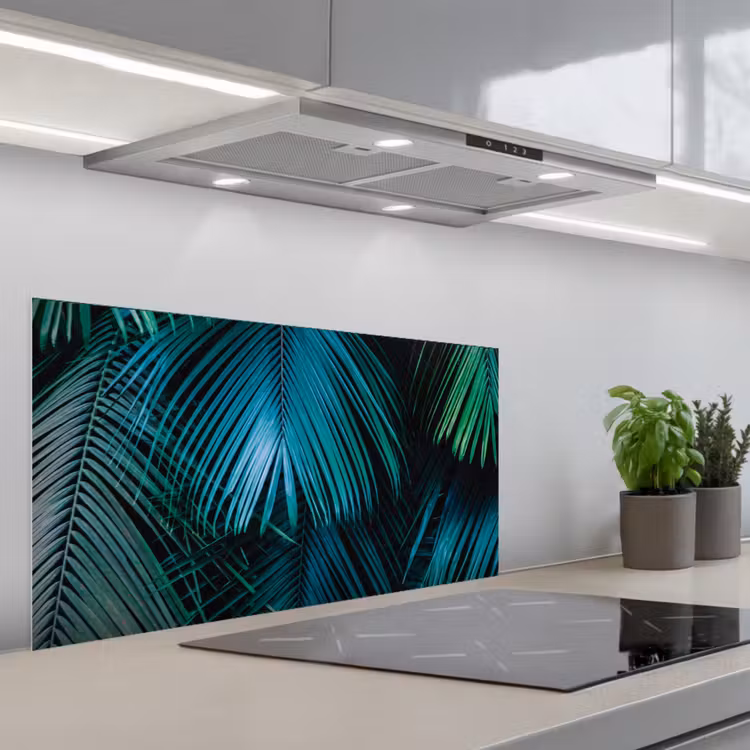 Palmblad - Tropisch - Natuur - Jungle keuken achterwand spatscherm middel -3d_schuin