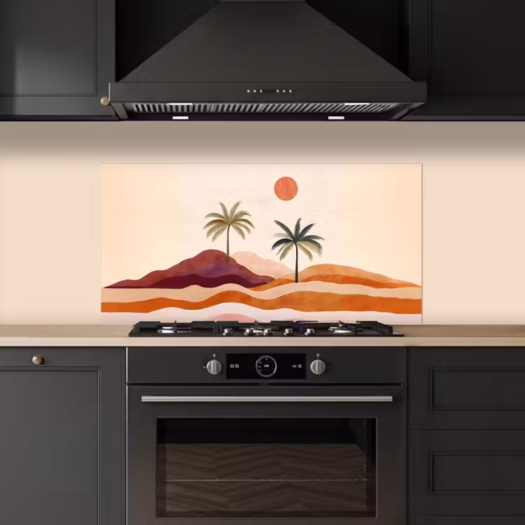 Palmbomen - Abstract - Zon - Heuvels keuken achterwand spatscherm middel -sfeer1